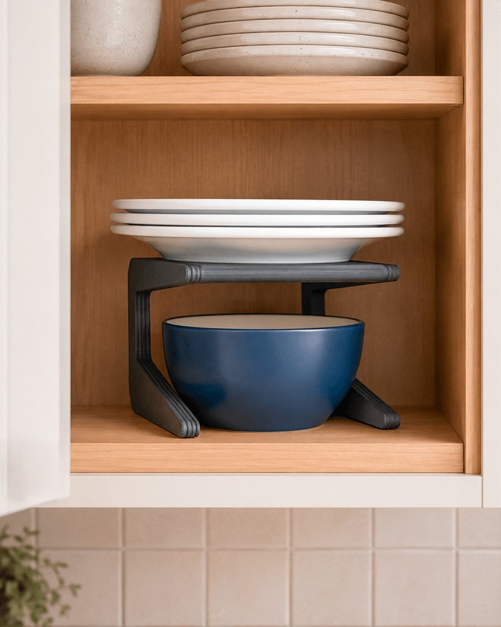 Organizador de prateleira para armário de cozinha